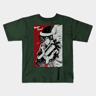 Happy Christmas! Beelzebub Record of Ragnarok, record of ragnarok, buddha, usachan, shiva, adam, shuumatsu no valkyrie, record of ragnarok season 2, ragnarok, valkyrie, beelzebub, poseidon, otaku, jack the ripper,qin shi huang, zerofuku Kids T-Shirt